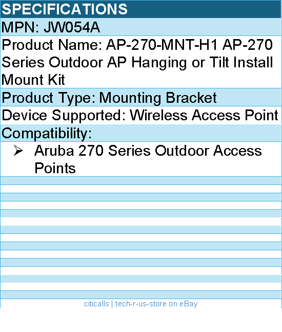 HPE JW054A Mounting Bracket - For Aruba 270 Series Outdoor Access Points