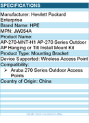HPE JW054A Mounting Bracket for Aruba 270 Series Outdoor Access Points