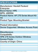 HPE JW055A Mounting Bracket for HPE 270 Series Outdoor Wireless Access Points