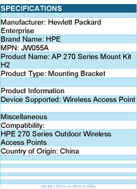 HPE JW055A Mounting Bracket for HPE 270 Series Outdoor Wireless Access Points