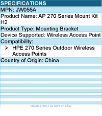 HPE JW055A Mounting Bracket for 270 Series Outdoor Wireless Access Points