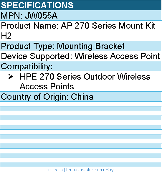 HPE JW055A Mounting Bracket for 270 Series Outdoor Wireless Access Points