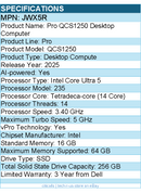 Dell JWX5R Pro QCS1250 Desktop Computer - Intel Core Ultra 5 235 - Slim PC