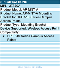 HPE JZ370A AP-MNT-A Mounting Bracket for HPE 510 Series Campus Access Points