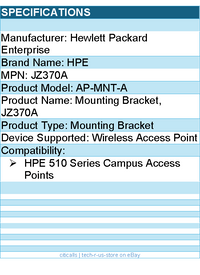 HPE JZ370A AP-MNT-A Mounting Bracket for Wireless Access Point