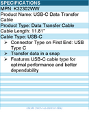 Kensington K32302WW USB-C Data Transfer Cable - 11.81" - USB Type C