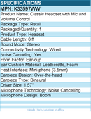 Kensington K33597WW Classic Headset with Mic and Volume Control - Stereo