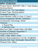 Kensington K33622NA SD4760P USB-C Triple Display Docking Station For Notebook