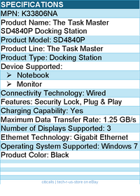 Kensington K33806NA SD4840P USB-C TRIPLE VIDEO DOCK - for Notebook, Monitor