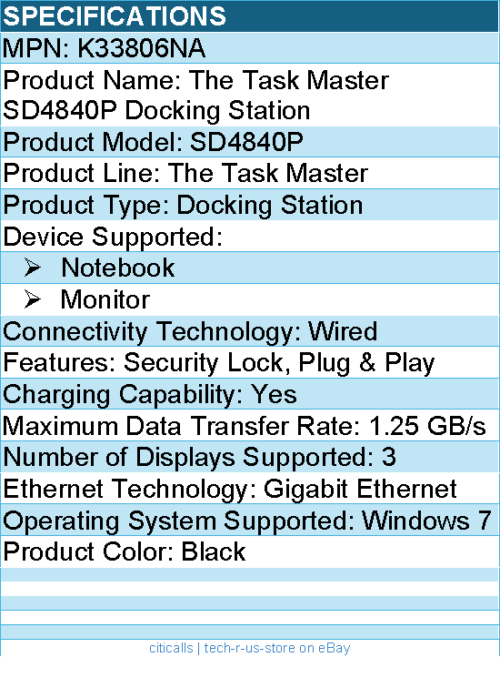 Kensington K33806NA SD4840P USB-C TRIPLE VIDEO DOCK - for Notebook, Monitor