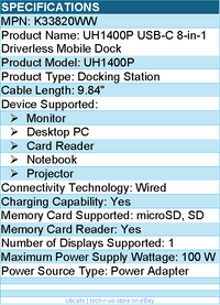 Kensington K33820WW USB-C 8-in-1 Driverless Mobile Dock - for Monitor, Notebook