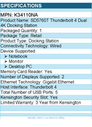 Kensington K34110NA SD5760T Thunderbolt 4 Dual 4K Docking Station