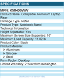 Kensington K50406WW Collapsible Aluminum Laptop Riser - Up to 16" Screen Support