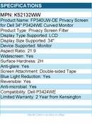 Kensington K52132WW Privacy Screen for Dell 34" P3424WE Curved Monitor