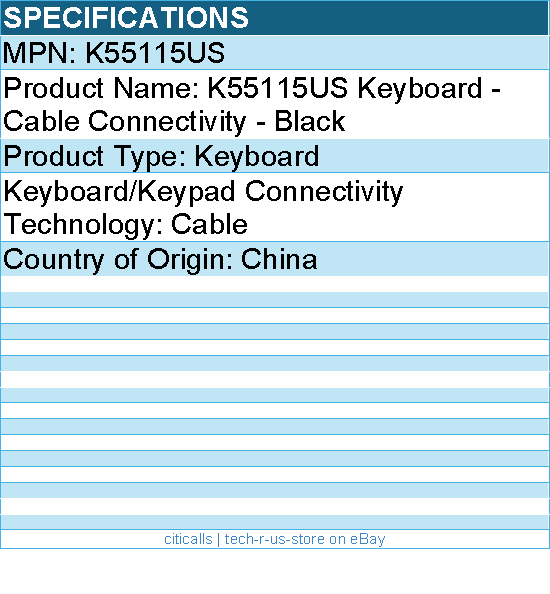 Kensington K55115US Keyboard - Cable Connectivity - Black