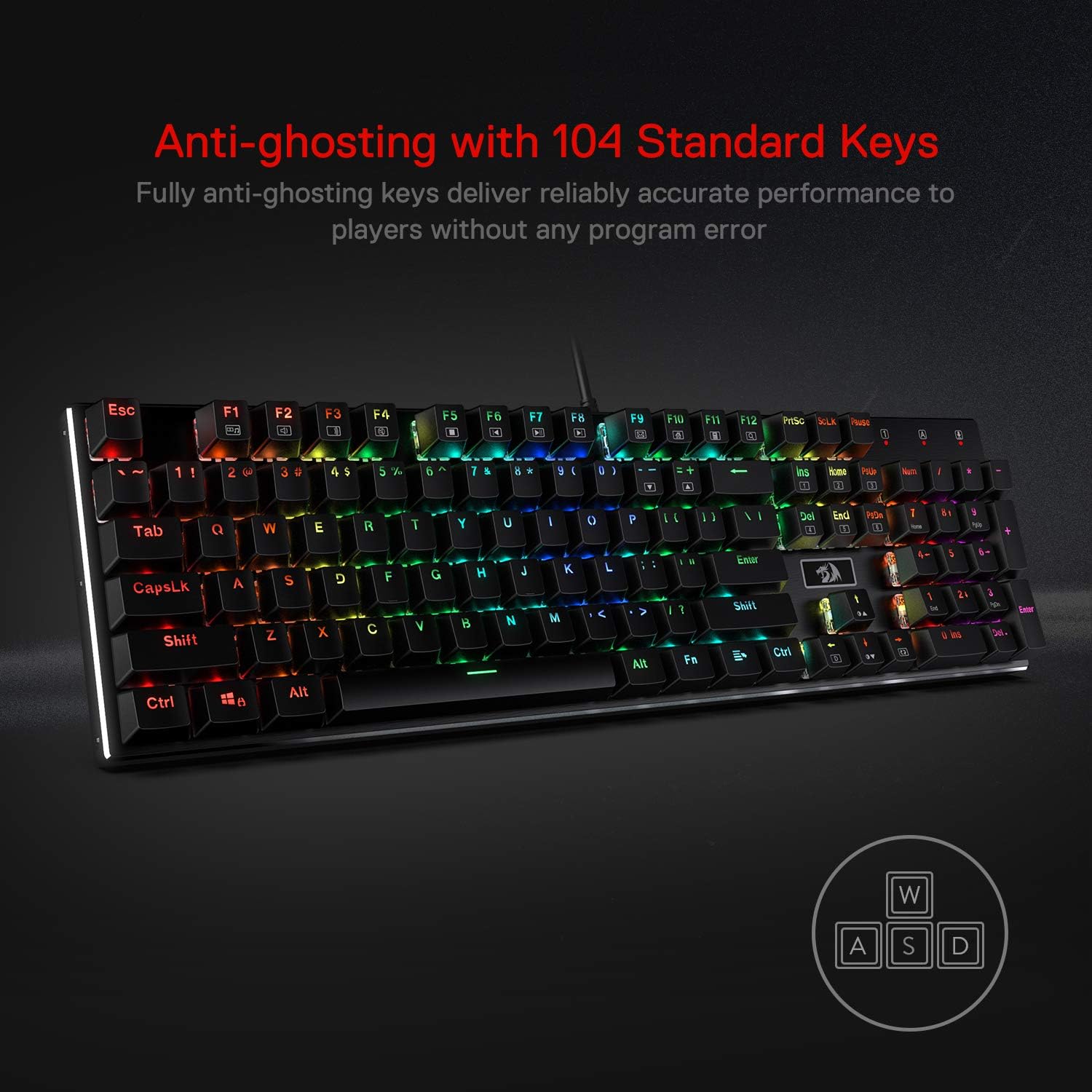 REDRAGON K556RGB - Keyboard - mechanical gaming, 104 keys - backlit - USB