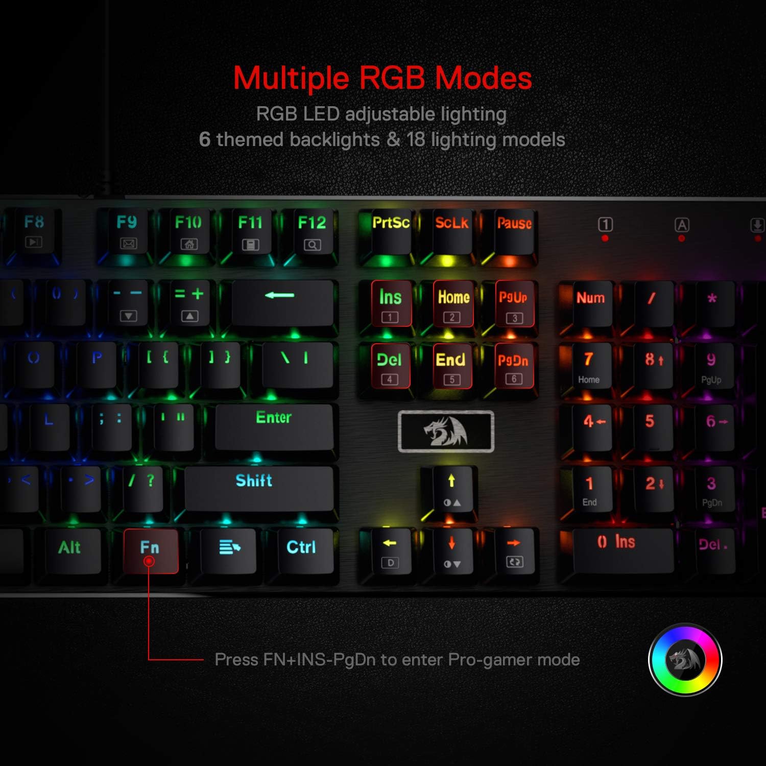 REDRAGON K556RGB - Keyboard - mechanical gaming, 104 keys - backlit - USB