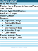 Kensington K55805WW Ergonomic Memory Foam Seat Cushion - Foam
