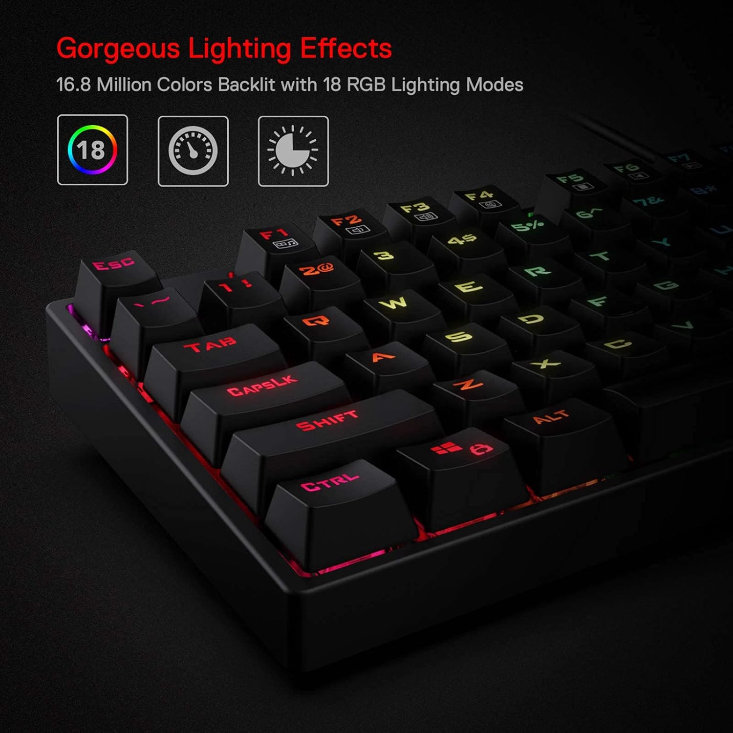 REDRAGON K582RGB SURARA RGB - Keyboard - backlit - USB - key switch: Outemu Blue