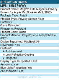Kensington K58374WW MagPro Elite Magnetic Privacy Screen for Apple MacBook Air