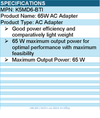 BTI K5MD6-BTI TYPE-C AC ADAPTER - 65 W maximum output power - Black