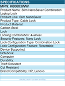 Kensington K60603WW Slim NanoSaver Combination Laptop Lock - Cable Lock