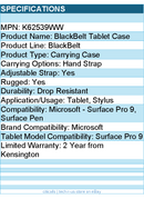 Kensington K62539WW BlackBelt Rugged Case w/ CAC Reader for Surface Pro 9 Tablet