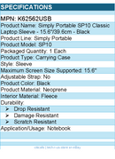 Kensington K62562USB  SP10 Carrying Case (Sleeve) for 15.6" Notebook