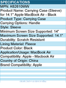 Kensington K62610WW Carrying Case (Sleeve) for 14.1" Apple MacBook Air - Black