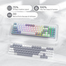 REDRAGON K628 GREY Pollux 75% Wired RGB Gaming Keyboard, 78 Keys Hot-Swappable