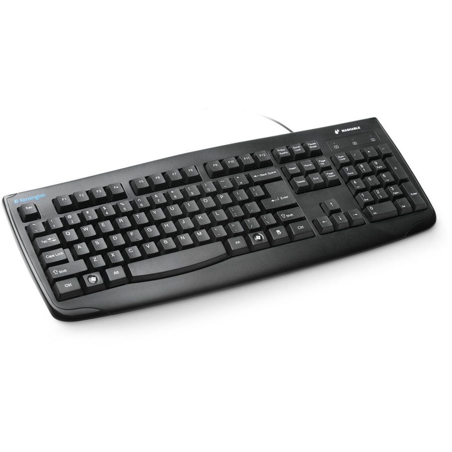 Kensington K64407US Pro Fit Washable Keyboard - PS/2, USB - 104 Keys - Black