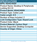 Kensington K64424WW Desktop & Peripherals Locking Kit 2.0 - 8 ft Cable