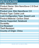 Kensington K65023WW Slim NanoSaver 2.0 Dual Headed Lock - Cable Lock