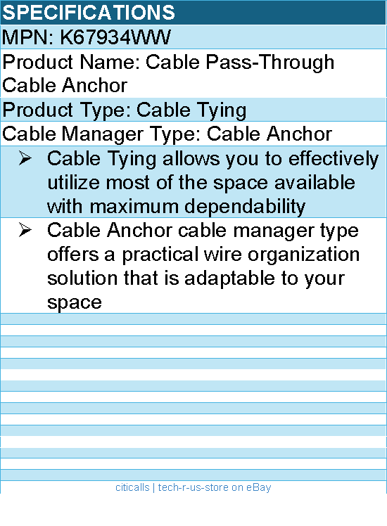Kensington K67934WW Cable Pass-Through Cable Anchor - Cable Anchor