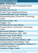 Kensington K70316US Pro Fit Washable Wired Desktop - Keyboard & Mouse