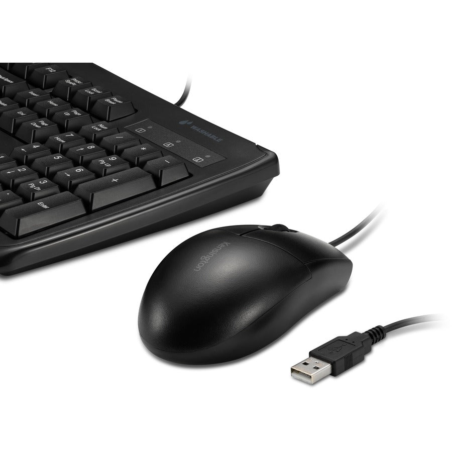 Kensington K70316US Pro Fit Washable Wired Desktop - Keyboard & Mouse