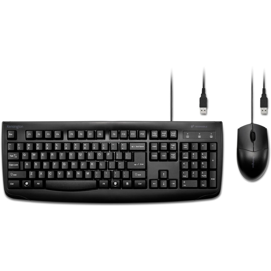 Kensington K70316US Pro Fit Washable Wired Desktop - Keyboard & Mouse