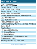 Kensington K72356WW USB Mouse - Optical - Scroll Wheel - Black