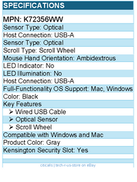 Kensington K72356WW USB Mouse - Optical - Scroll Wheel - Black