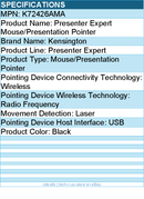 Kensington K72426AMA Presenter Expert Mouse/Presentation Pointer - Laser