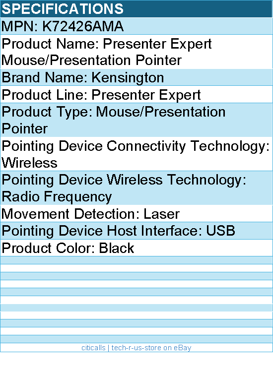 Kensington K72426AMA Presenter Expert Mouse/Presentation Pointer - Laser