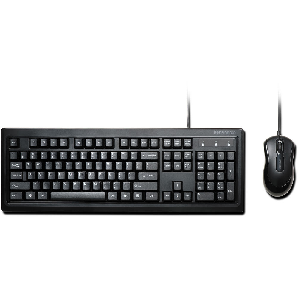 Kensington K72436AM Keyboard and Mouse - USB Cable Keyboard - 104 Key - Black
