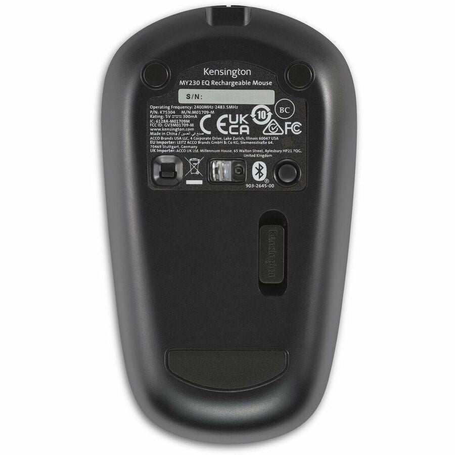 Kensington K75303NA MY230 EQ Rechargeable Mouse - Wireless - Midsize