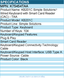 Kensington K75454TAA Simple Solutions️ Wired Keyboard with Smart Card Readear