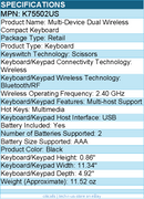 Kensington K75502US Multi-Device Dual Wireless Compact Keyboard - Bluetooth/RF