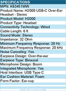 Kensington K83451WW H2000 USB-C Over-Ear Headset - Stereo - USB Type C - Wired