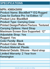 Kensington K96543WW Rugged Carrying Case for 12" Microsoft Surface Pro Tablet