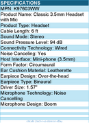 Kensington K97603WW Hi-Fi Headphones with Microphone - Stereo - Wired