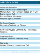 Dell KB500-BK-R-US Keyboard - Wireless Connectivity - Plunger Keyswitch