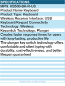 Dell KB500-BK-R-US Keyboard - Wireless Connectivity - USB - Plunger Keyswitch